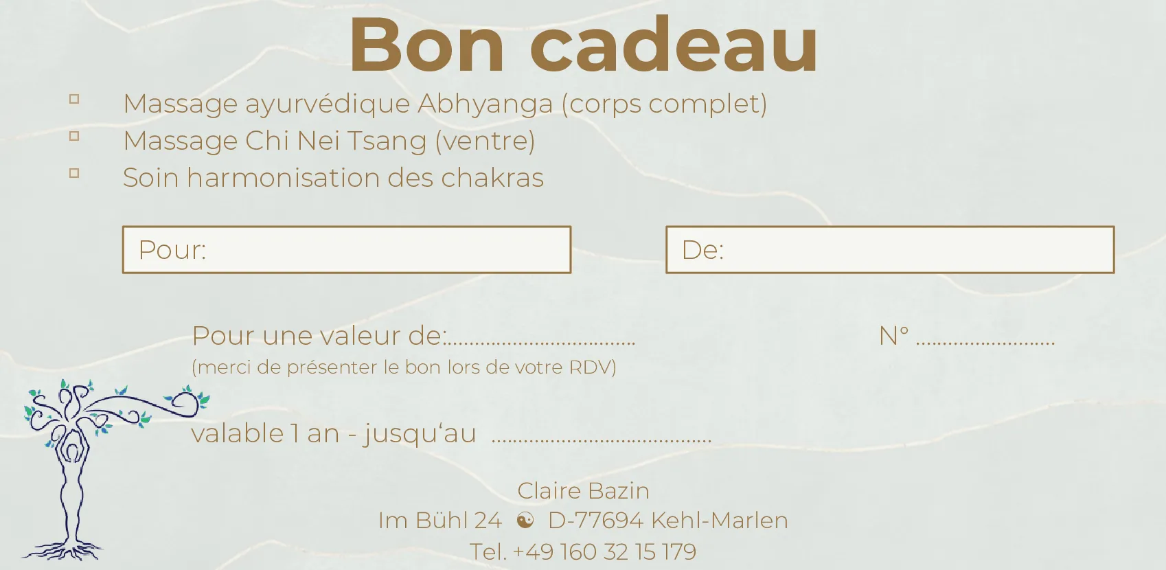 Bon cadeau pour un massage (verso)