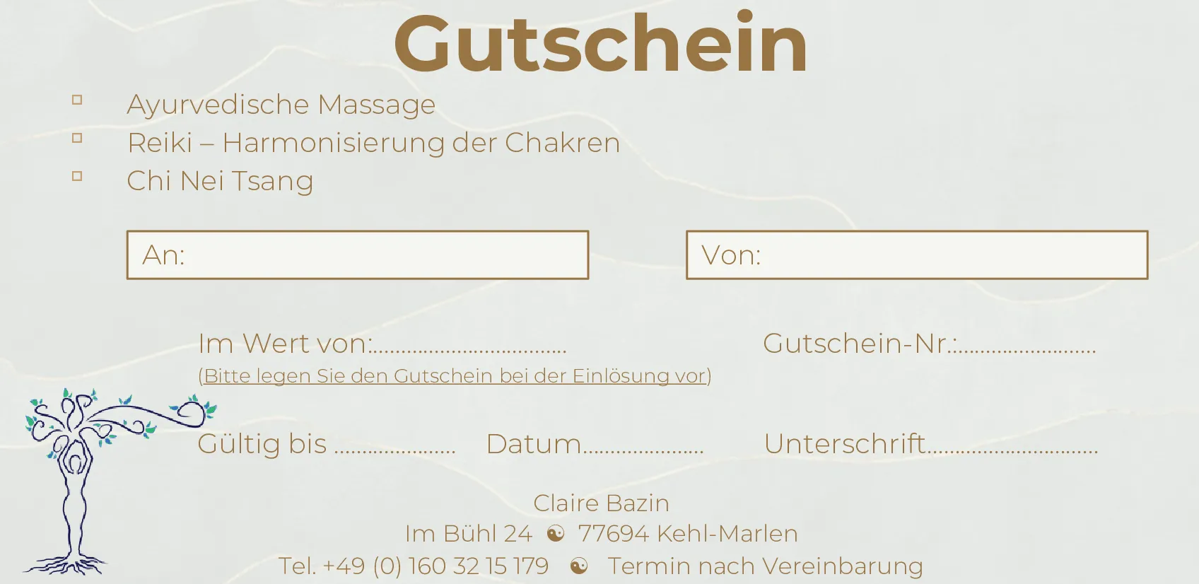 Gutschein für eine Massage (Rückseite)